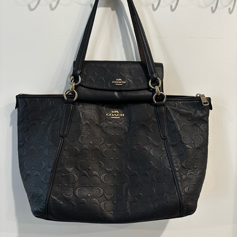 Coach Black Leather Shoulder Bag with Matching Wallet
